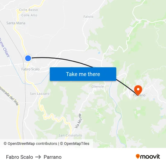 Fabro Station to Parrano map