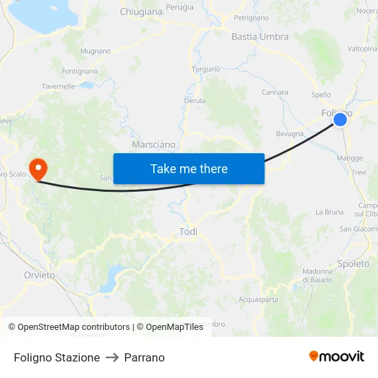 Foligno Stazione to Parrano map