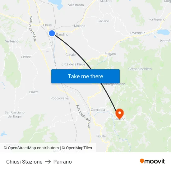 Chiusi Stazione to Parrano map