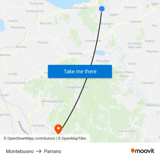 Montebuono to Parrano map