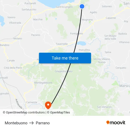 Montebuono to Parrano map
