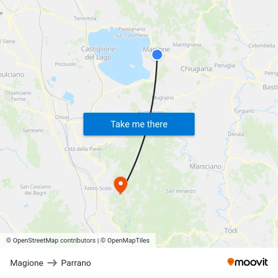 Magione to Parrano map