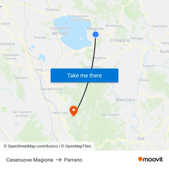 Casenuove Magione to Parrano map