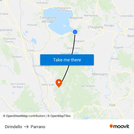 Dirindello to Parrano map