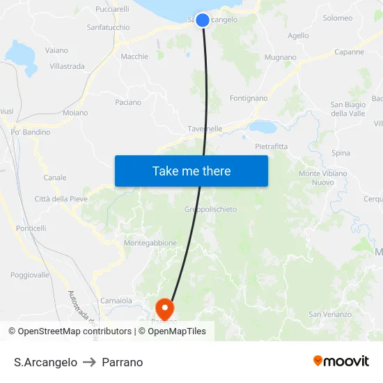 S.Arcangelo to Parrano map