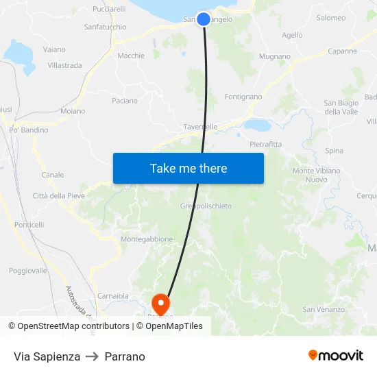 Via Sapienza to Parrano map
