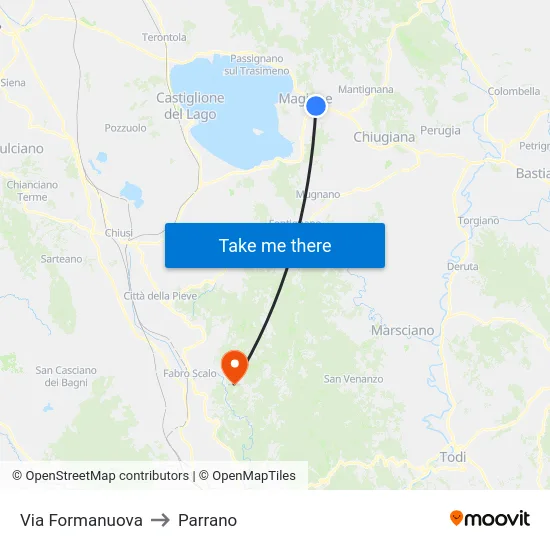 Via Formanuova to Parrano map