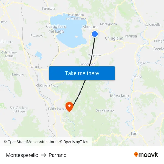 Montesperello to Parrano map