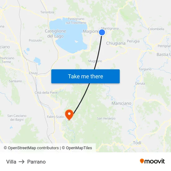 Villa to Parrano map