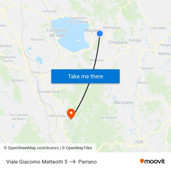 Viale Giacomo Matteotti 5 to Parrano map