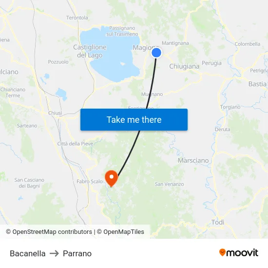 Bacanella to Parrano map