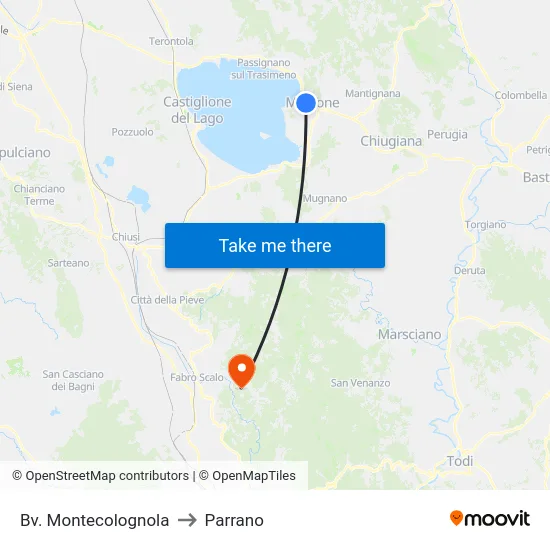 Bv. Montecolognola to Parrano map