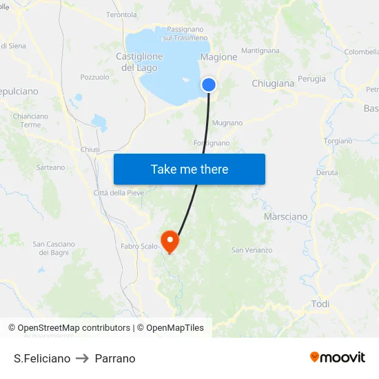 S.Feliciano to Parrano map