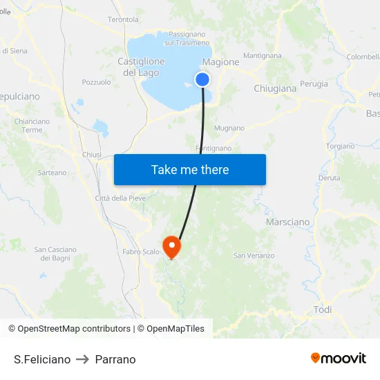S.Feliciano to Parrano map