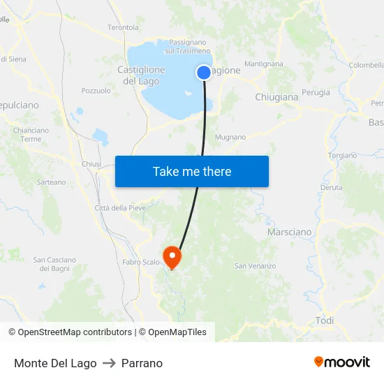 Monte Del Lago to Parrano map