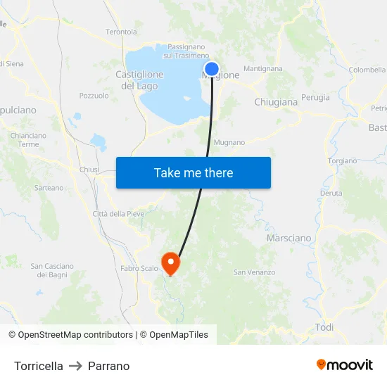 Torricella to Parrano map