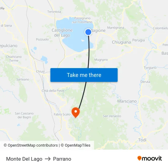 Monte Del Lago to Parrano map