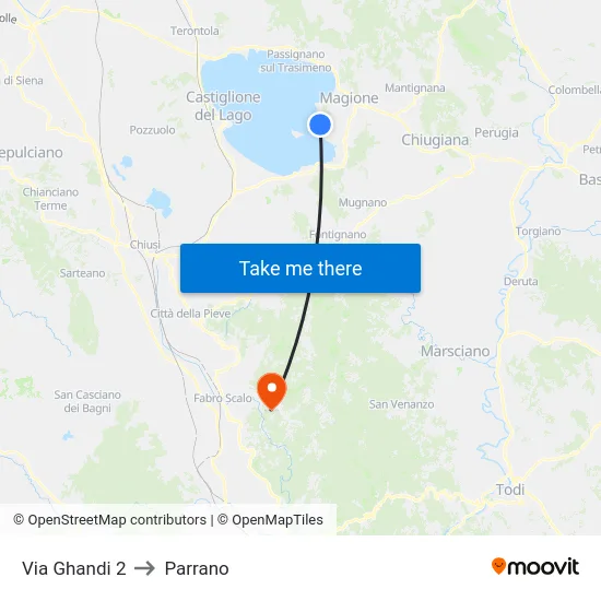 Via Ghandi 2 to Parrano map