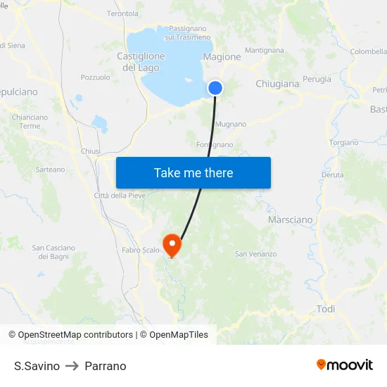 S.Savino to Parrano map