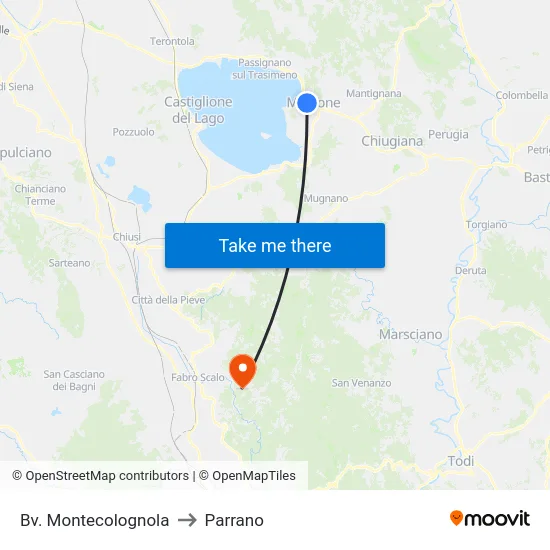 Bv. Montecolognola to Parrano map