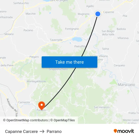 Capanne Carcere to Parrano map