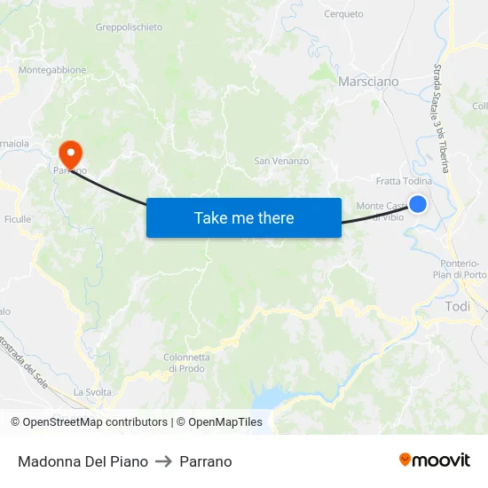 Madonna Del Piano to Parrano map