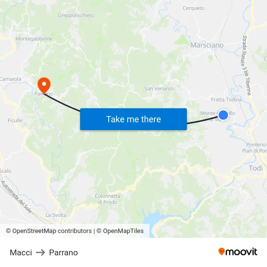 Macci to Parrano map