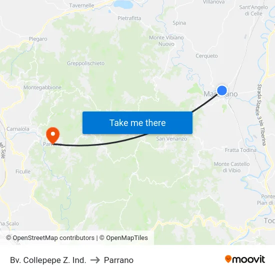 Bv. Collepepe Z. Ind. to Parrano map