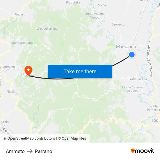 Ammeto to Parrano map