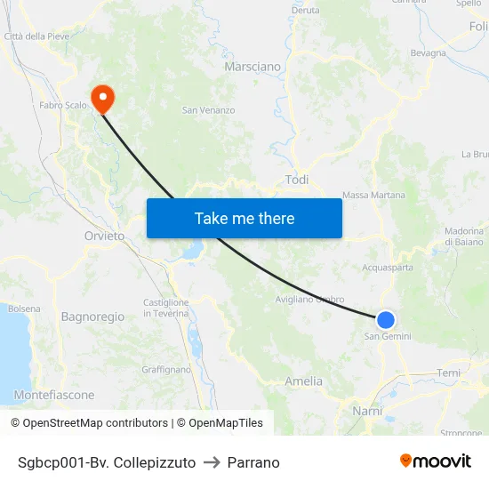 Sgbcp001-Bv. Collepizzuto to Parrano map