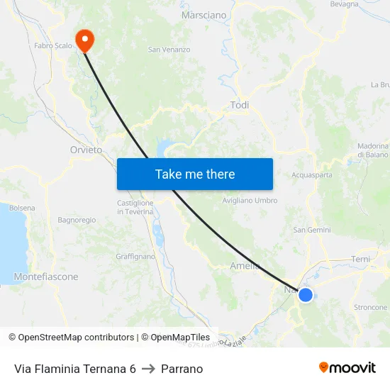 Via Flaminia Ternana 6 to Parrano map