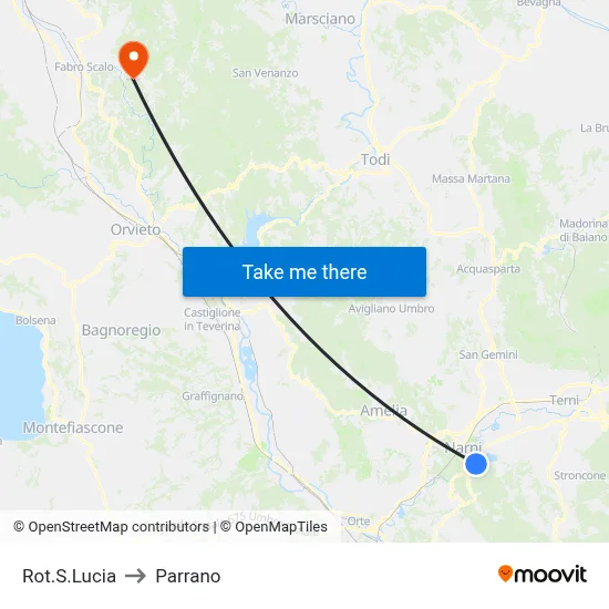 Santa Lucia Roundabout to Parrano map