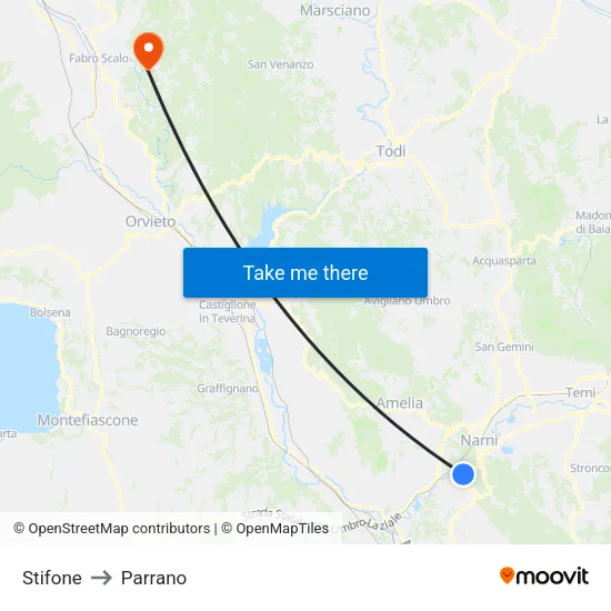 Stifone to Parrano map