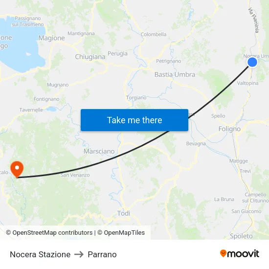 Nocera Stazione to Parrano map