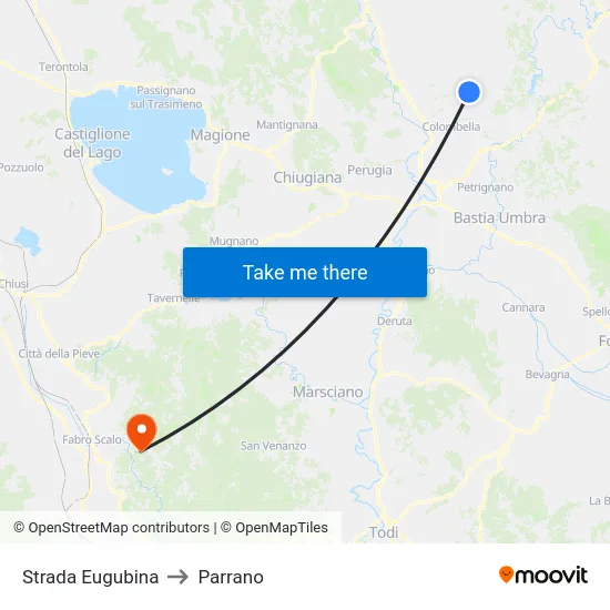 Strada Eugubina to Parrano map