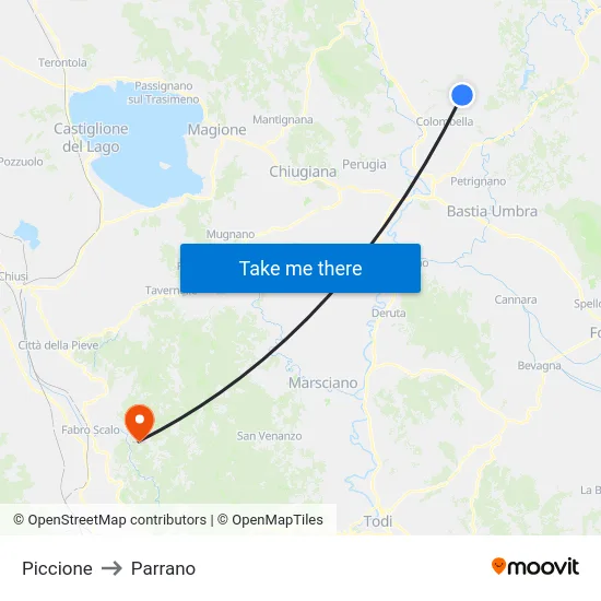 Piccione to Parrano map