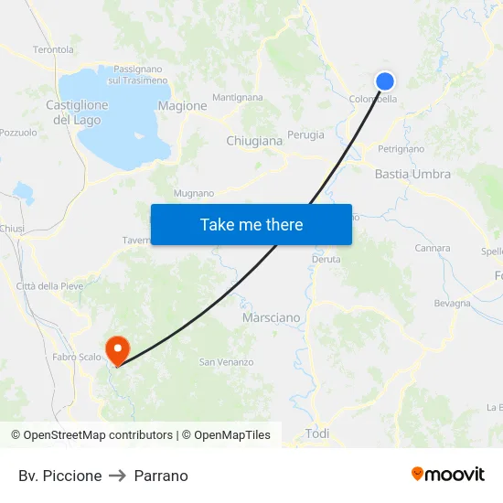 Bv. Piccione to Parrano map