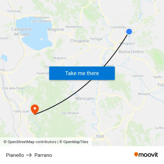 Pianello to Parrano map