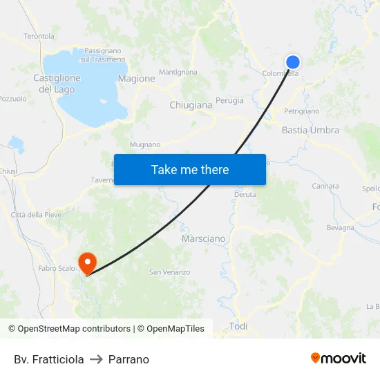 Bv. Fratticiola to Parrano map