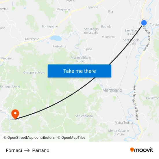 Fornaci to Parrano map