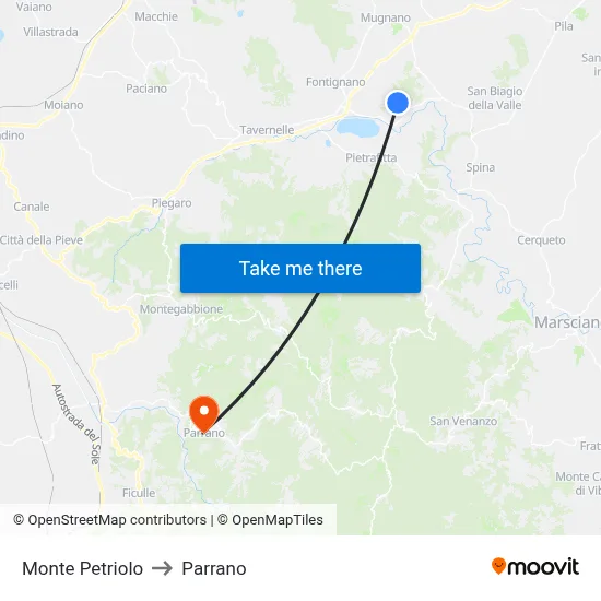 Monte Petriolo to Parrano map