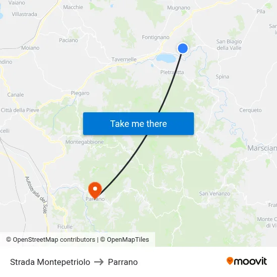 Montepetriolo Road to Parrano map
