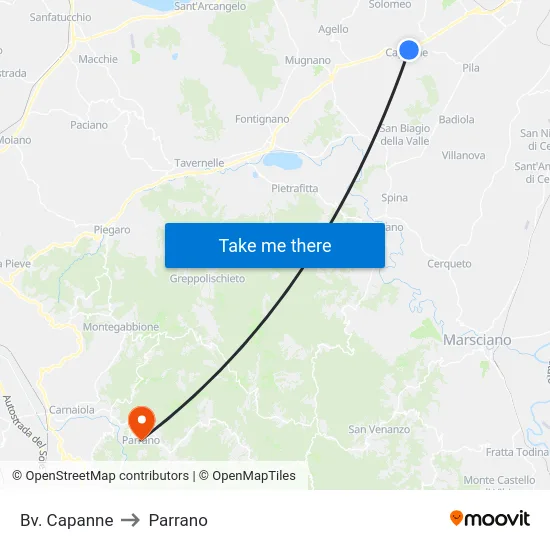 Bv. Capanne to Parrano map