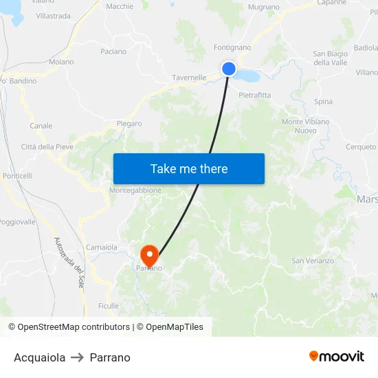 Acquaiola to Parrano map