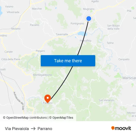 Via Pievaiola to Parrano map
