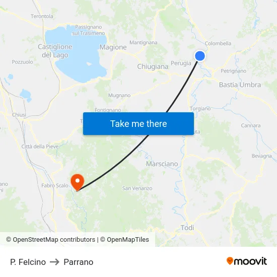 P. Felcino to Parrano map