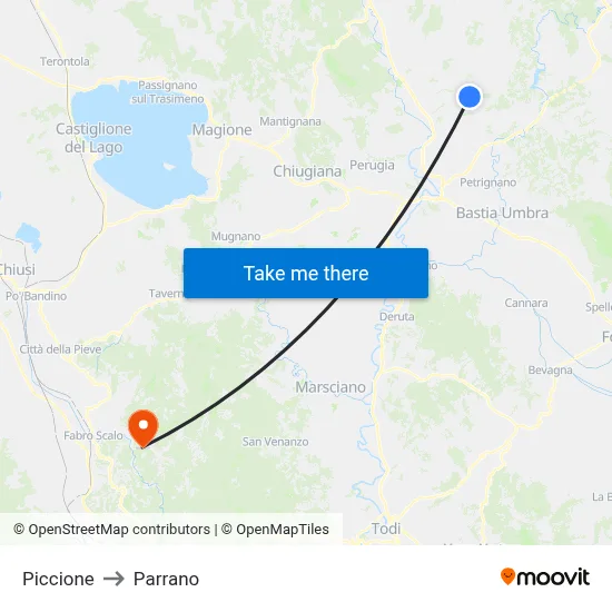Piccione to Parrano map