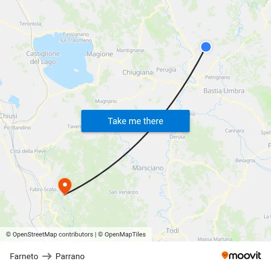 Farneto to Parrano map
