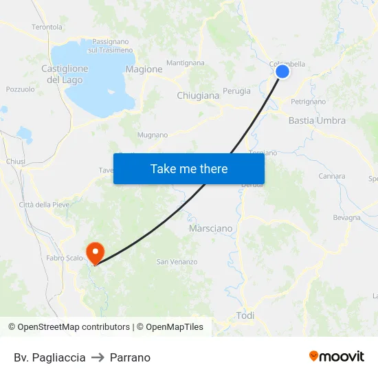 Bv. Pagliaccia to Parrano map