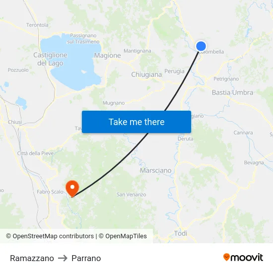 Ramazzano to Parrano map